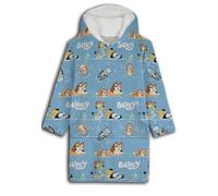 Aymax Sweat Plaid Bluey Enfant, Sweat Poncho à Manches Longues Oversize en Flanelle Douce Capuche avec Sherpa. Taille Unique Enfant