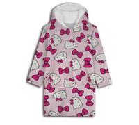 Aymax Sweat Plaid Hello Kitty Enfant, Sweat Poncho à Manches Longues Oversize en Flanelle Douce Capuche avec Sherpa. Taille Unique Enfant/Ado