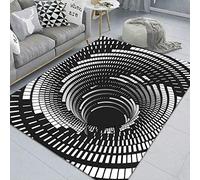 AYMAYA Anti-Glisser Noir Et Blanc Spirale Tapis,3D Visuel Illusion Velours Tapis,Rectangulaire Tapis De Zone,Imprimé par Tapis Tapis Lavable-Et 140 * 200cm