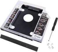 AYMBH DM DW90 9.0mm SATA 3.0 HDD SSD Caddy Adaptateur pour ordinateur portable Baie de lecteur optique - Boîtier de disque dur 2,5", boîtier de remplacement DVD compatible avec ACER, ASUS, DELL, HP