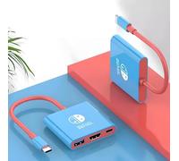 AYMBH Station d'accueil portable pour Nintendo Switch et OLED - Station d'accueil compacte avec HDMI 4K, USB 3.0, charge USB-C PD 100 W - Remplacement facile de la station d'accueil (bleu et rouge)