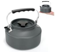 AYMQC Bouilloire de Camping 1.1 L Bouilloire à Thé en Aluminium Ultralégère Théière à Chauffage Rapide Portable avec Sac de Transport pour Pique-Nique Randonnée Pêche (Gris)