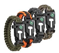 AYMQC Bracelets de Survie 5 en 1 Bracelets Paracorde avec Boussole Allume-feu Sifflet Couteau d'Urgence Équipement de Survie pour Randonnée Camping Pêche Chasse 4 Pièces