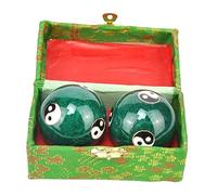 Aymzbd Ensemble de 2 Balles de Gymnastique Chinoises avec Organiseur - Balles de Baoding pour Enfants et Seniors, Vert bavard
