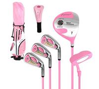 Aymzbd Kit Complet Golf pour Enfants, Kit Golf avec Fers et Putter pour Jeunes Golfeurs, pour, Rose Princesse, 135-165 cm