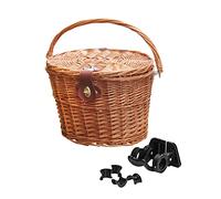 Aymzbd Panier Avant de Vélo de Campagne, Fait Main, Décoratif, Style Rétro, Tricoté, Accessoire de Guidon, Rangement, en Rotin Tressé, Idéal pour Les Pique-n, Marron, libération Rapide