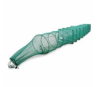 Aymzbd Piège à Poisson Pliable et Filet pêche renforcé pour Une Capture Polyvalente, 17 Sections, 10 entrées, modèle épaissi avec Poids, diamètre de l'os du Filet 4.0 mm, Maille 4 mm, 5.5 mètres
