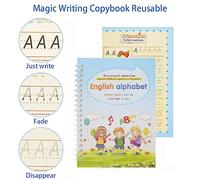 AYNEFY Cahier de Pratique de l'anglais, Papier recyclé, Cahier d'écriture Réutilisable pour Enfants Comprenant des Dessins, des Lettres, des Chiffres, Parfait pour l'apprentissage et la Pratique