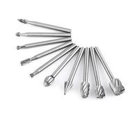 AYNEFY Ensemble de Bits Rotatifs en Bois, Bavures Avancées en Acier à Grande Vitesse pour la Sculpture, la Mise en Forme et l'élimination des Bords, 10pcs 1/8 Pouces pour les Amateurs de Travail du