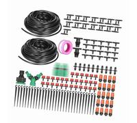 AYNEFY Ensemble d'irrigation Goutte à Goutte, Système d'arrosage Automatique en Plastique avec Minuterie Réglable pour le Jardin et l'utilisation du Patio (Tube de 30 mètres)