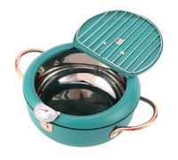 AYNEFY Friteuse Marmite avec thermomètre Poêle à frire japonaise en acier inoxydable pour cuisinière à induction vert foncé