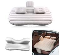 AYNEFY Matelas Gonflable Voiture avec Pompe Électrique 2 Oreillers Kit Réparation Sac de Rangement Gris Argenté