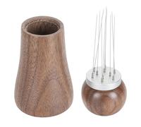 AYNEFY Outil D'agitateur de café Outil de Distribution de café Coffee Powder Niveller Walnut Wood Gandoue en Acier Inoxydable pour une Dispersion Uniforme de la Dispersion Amélioration