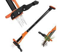 AYNEFY Outil D'extraction de Mauvaises Herbes, Outil de Désherbage Debout avec Mécanisme D'éjection Facile et 4 Griffes Dentelées en Acier MN, pour L'élimination Permanente des