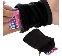 AYNEFY Pochette de Poignet pour Poignet et Portefeuille, Sac de Gym Multifonction, Sangle de Poignet Extensible, pour Exercices de Gymnastique Double Face, Pochette avec Poche zippée, Noir