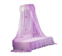 AYNEFY Vernière Drapée Romantique, Canopée de Lit Luxueuse à Double Dentelle, Canopée de Dôme élégant de Taille Généreuse, en Polyester à Cerceau Ouvert, Bonne Circulation d'air, Sac d'accessoires