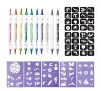AYNKH 10 StüCk Glitzer Tattoo Set Kinder, 72 Schablonen DoppelköPfiger Stift Tattoo Stifte Kinder Junge MäDchen, Hautfreundlich, Pour Carnaval Halloween Fête d'anniversaire