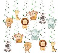 AYNKH 12 PCS Animaux Suspendus Tourbillons Bannière, Décorations Suspendues sur le Thème de la Jungle, Décorations pour Fêtes d'Anniversaire sur le Thème du Safari pour Enfants