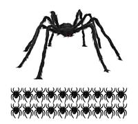 AYNKH 125cm Giant Scary Spider Halloween Décorations avec 20 Petites araignées, Halloween Horror Props Décorations intérieures extérieures pour la Maison Party Garden Cobweb Tree