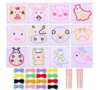AYNKH 12PCS Jouets à Lacer Enfants Jeunes Enfants 2-4 5-7 ans,Jeux de Couture Enfant,Jouets Sensoriels Filles Garçons 2-4 5-8 ans,Enfiler la Motricité Fine,Cadeaux d'Anniversaire Garçons et les Fille