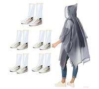 AYNKH 1PCS Poncho de Pluie Adulte, Imperméable EVA Réutilisable,5PCS Couvre-chaussures Longs Jetables,Poncho Pluie Imperméable Homme,Equipement Imperméable l'Extérieur,Disney,Voyage,Camping,Randonnée