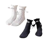 AYNKH 2 chaussettes à deux mains, chaussettes magnétiques chaudes moelleuses et épaisses, main dans la main, nouveauté mignon couple d'amitié Sisters pour les femmes et les hommes fun cadeau spécial