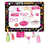 AYNKH 21 pcs Kit EVJF Accessoire Photobooth, avec Black Team Cadre Photo, pour la mariée de l'équipe,Hen Night do Party Accessoires de Jeu, pour décoration de fête de Mariage