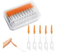 AYNKH 240 Pcs Brossettes Interdentaires, Bâtonnets de Nettoyage Dentaire, Soft Silicone Brosse à Dents, Outils D'hygiène Bucco-Dentaire Spécifiques à L'orthodontie, Orange
