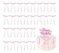 AYNKH 26Pcs Décorations de Nœuds Roses pour Gâteaux, Décorations de Nœuds Personnalisées pour Gâteaux, Décorations de Joyeux Anniversaire pour Filles Femmes Fête sur le Thème de l'Anniversaire en Rose