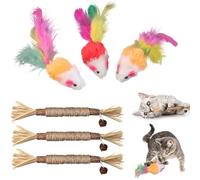 AYNKH 3 Jouets Souris Chats,3 Bâtonnets Dentition Chat,Bâtonnets d'herbe à Chat,Bâtonnets en Bois à Mâche Soins Dentaires du Chat Prévention des Maux Bouche,Bâtonnets à Mâcher Naturels et Sûrs Chat