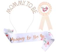 AYNKH 3 pièces Écharpe Mummy to Be,Accessoires de Décoration pour Fête Prénatale Comprenant une écharpe Mummy,un Diadème en Strass, un Bandeau et un Badge, Décorations de Fête, Articles de Fête, Cadea