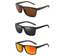 AYNKH 3PCS Lunettes de Soleil Rétro Polarisées pour Homme, Matière TR90, Lunette Soleil Homme,Mode Classique, Carré Ultra-Léger, 100% Protection UV 400, Pêche, Conduite, Course à Pied