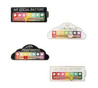AYNKH 4 Pcs My Social Battery Pin, Interactives épingle en émail Foncé Ma Broche de Batterie Sociale Broches et Pins pour Femme Aiguilles D'Humeur Interactives Idéales Comme Cadeaux, Décoration