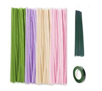 AYNKH 400 pipes pour fleurs artisanales, ensemble de fleurs en cure-pipes macaron de 30 cm de long avec tiges florales en ruban adhésif, bouquet de tulipes DIY pour décorations de Noël artisanales