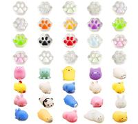 AYNKH 40PCS Mini Mochi Squishy Set,Squishies Kawaii Soft Silicone Toy, Dinosaure Fruit Animal Extrusion Pincer Le Plaisir, Décompresser Jouet, Cadeau d'anniversaire Garçon Fille Cadeau de Noël Pack