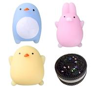 AYNKH 4Pcs Biscuit Taba Jouets Squishy Oreo, Jouets Mini Mochi Squishy, Jouet Oreo Fufu Fidget avec Simulation de Pincement de Bonbons pour Les Enfants et Les Adultes Anti-Stress