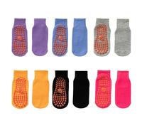 AYNKH 6 Paires Chaussettes Antidérapantes Enfant,Chaussettes Antidérapantes en Coton pour Cheville Multicolore,Chaussettes Enfants de 1-4 Ans, Chaussettes antidérapantes Bébés,Compagnon de Démarrage C