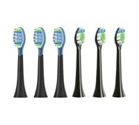 AYNKH 6 PCS Brosse à Dents de Remplacement pour la Brosse à Dents Electrique Philips Sonic,3 Têtes Brosse de Nettoyage de Précision,3 Têtes de Brosse de Nettoyage Blanchissant Enduites de Gel (Noir)