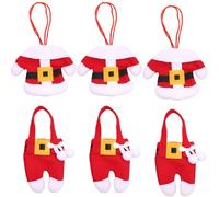 AYNKH 6 Pièces Décoration de Table de Noël, Porte-Couverts de Noël, Pochettes pour Couteaux et Fourchettes, Sac(Rouge)