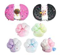 AYNKH 7 PCS Biscuit Squishy Jouet, Mini Patte Chat Squishy, Taba Squishy,Pinching Cooki Simulation,Fufu Squishy, Stress Relief, Enfants, Adultes, Noël, Fête Enfants,Cadeaux d'Anniversaire (Rose, Noir)