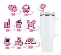 AYNKH 8 Pcs Couvercle de Paille pour Gobelet Cup Zubehör en Silicone Anti-Poussière Skull Straw Cover Cap en Caoutchouc Souple PVC Cup Accessoires Protecteurs D'embouts de Paille RéUtilisables