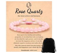 AYNKH 8mm pierre naturelle rose quartz bracelet, augmenter le bonheur de l'amour, bracelet d'anxiété rétractable, cadeau de bijoux pour les filles et les femmes