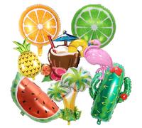 AYNKH Ballons de Baudruche Hawaïens Tropical Style Flamant Rose Palmier Cactus Noix de Coco Orange Pastèque Citron Ananas doré Décor de bar d'été pour les Fêtes Hawaïennes à la Plage ou à la Piscine