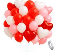 AYNKH Ballons Rose Pâle Rouge Blanc,(15 pcs)18 inch Ballons Mylar Forme Coeur,(60 pcs)10 inch Ballon Ronds Caoutchouc,Saint-Valentin,Birthday,Mariages,Fiançailles, Fêtes d'Anniversaire,Baby Shower