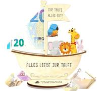 AYNKH Baptême Gifts for Boys and Girls,Wooden Boat with Base,Baptism Gift Girl,Love for Christening,Gifts Baby, Birth Christening Money Gift, Gift for Christening Boy Girl (Colourful)