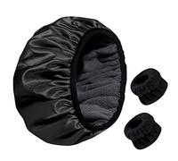 AYNKH Bonnet de douche doublé de serviette, tissu éponge en microfibre satiné soyeux extensible, imperméable, triple couche, réutilisable pour toutes les longueurs de cheveux