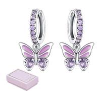 AYNKH Boucles D'Oreilles Argent 925, BoîTe-Cadeau, Papillon BâTon, Enfants Suspendu Filles, Cadeau Pour Petite Amie MèRe SœUr
