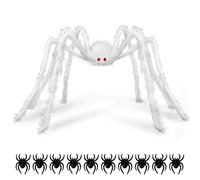 AYNKH Décorations d'Halloween, araignée poilue géante de 89,9 cm avec 10 mini araignées noires, faux accessoires effrayants pour intérieur et extérieur, fête sur le thème de la toile d'araignée, cour,