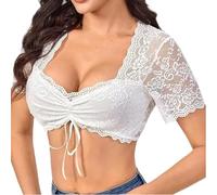 AYNKH Dirndlblouse Blanc Trachtenkostüm Oktoberfest Dame Dirndlblouse Spitze Couture Costume élégant