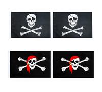 AYNKH ensemble de 4 drapeaux de crâne, drapeau de pirate, drapeau de Roger joyeux, drapeau de couteau croisé, partie de pirate, jeu de rôle de pirate, partie d'horreur, partie d'Halloween, 30 x 45cm